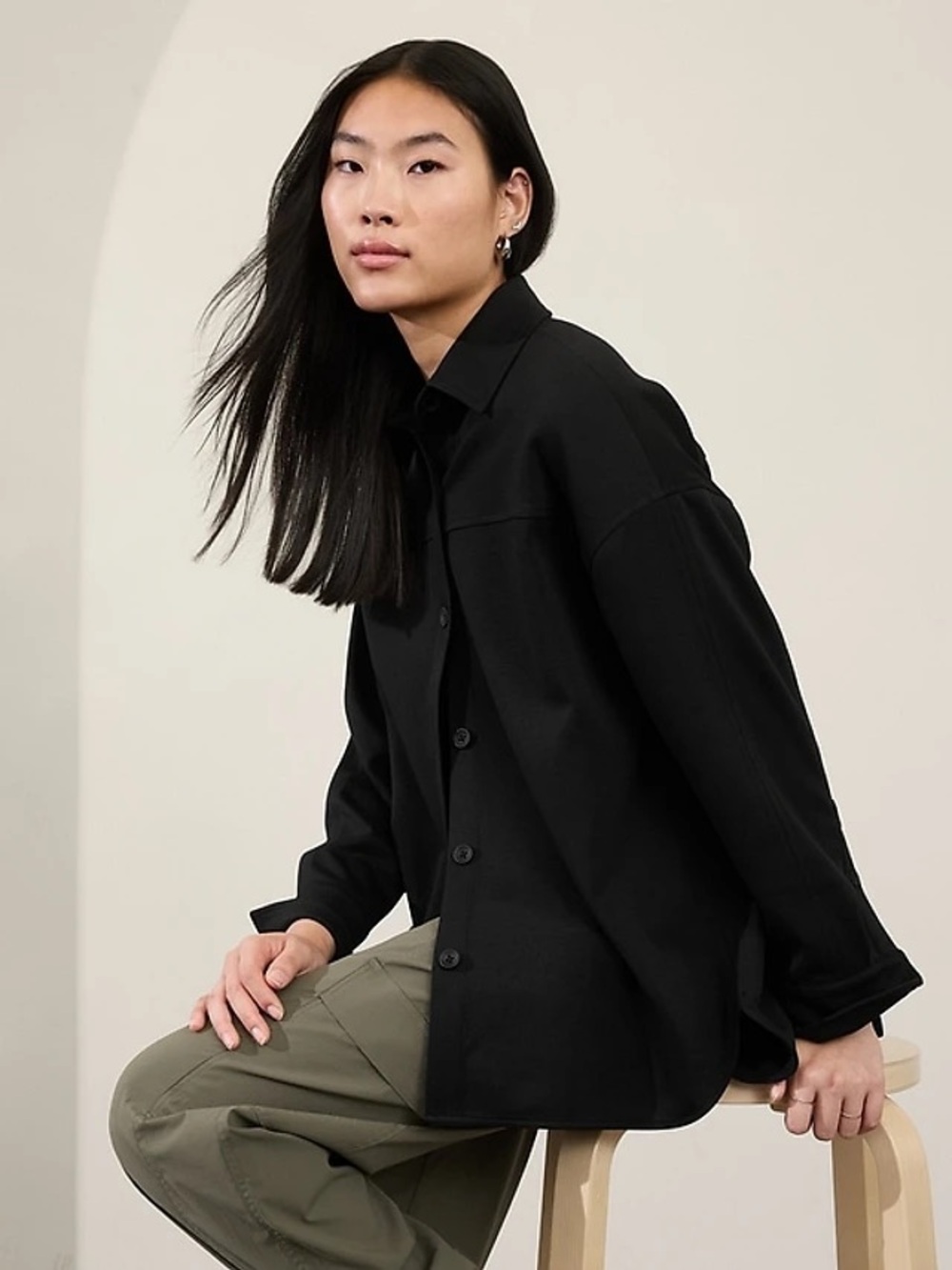 ATHLETA Allure Shirt Black Medium Jacket